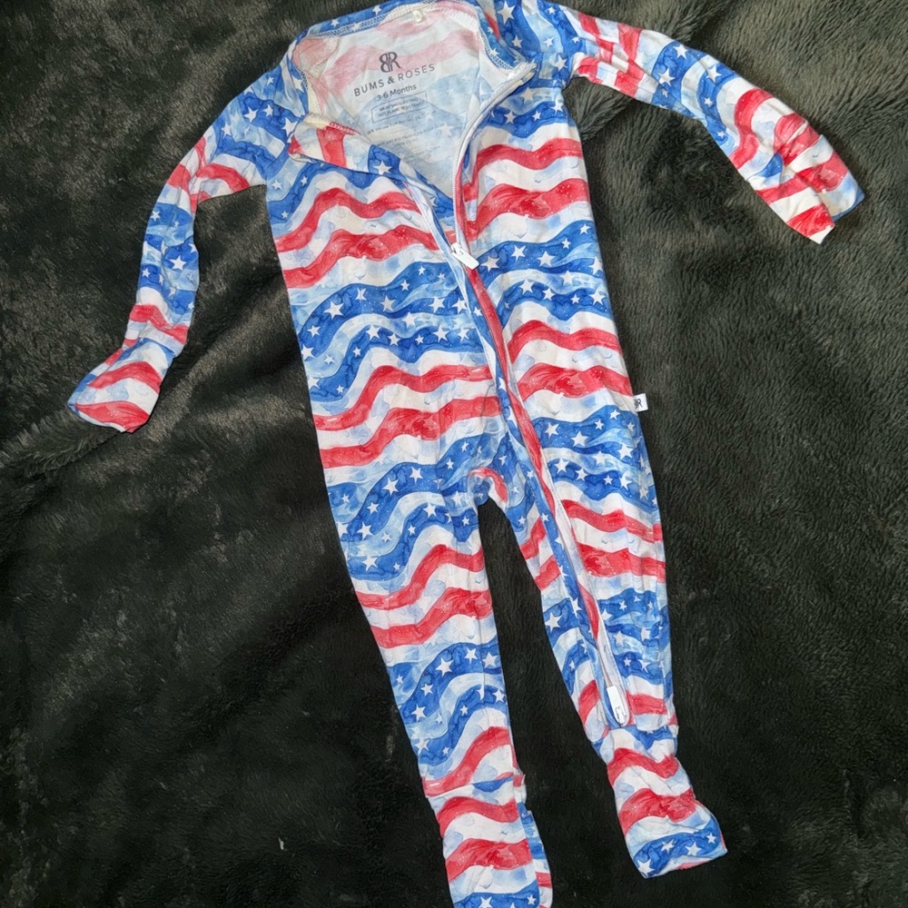 Red and White Footies One Piece with Front Zipper